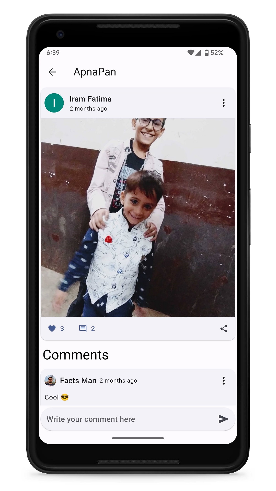 Post Screen of ApnaPan App